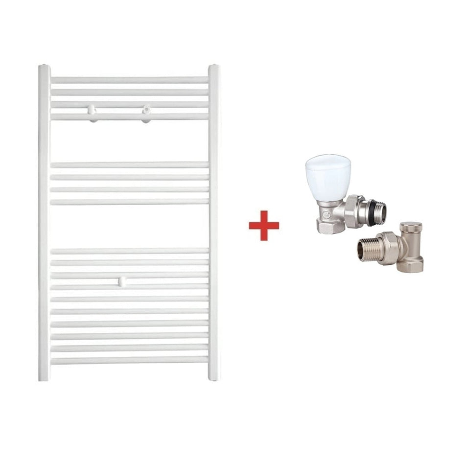 Pachet Calorifer (radiator) de baie TERMAX, tip scarita, din otel, drept 500/1000 mm, 463 W, Robineti Tur/Retur KOPH 1/2"