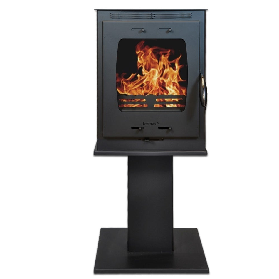 Soba pe lemn Termax Vesta cu picior, 9.47 kW, randament 84.32%, 60 m², Negru