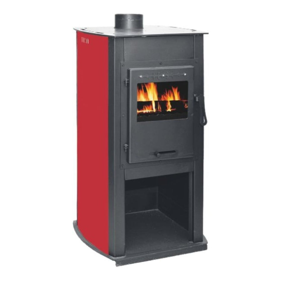 Soba pe lemn Termax Armonia, 8.45 kW, randament 80.36%, 55 m², spatiu depozitare lemne, Rosu