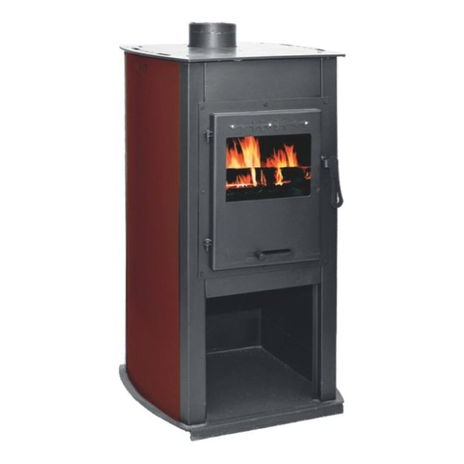 Soba pe lemn Termax Armonia, 8.45 kW, randament 80.36%, 55 m², spatiu depozitare lemne, Bordo