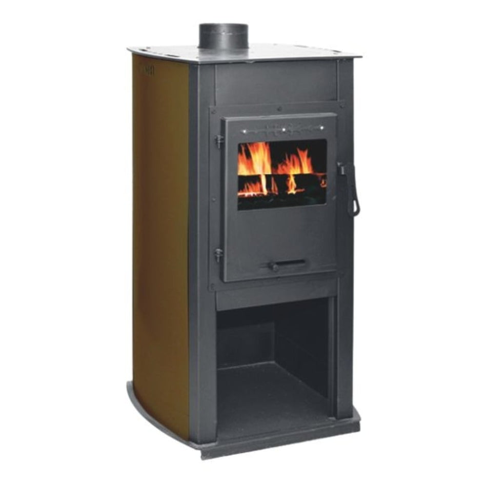 Soba pe lemn Termax Armonia, 8.45 kW, randament 80.36%, 55 m², spatiu depozitare lemne, Maro