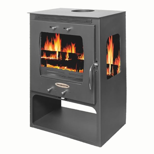 Soba pe lemn Termax Atria, 12.2 kW, randament 84.17%, 80 m², spatiu depozitare lemne, Antracit