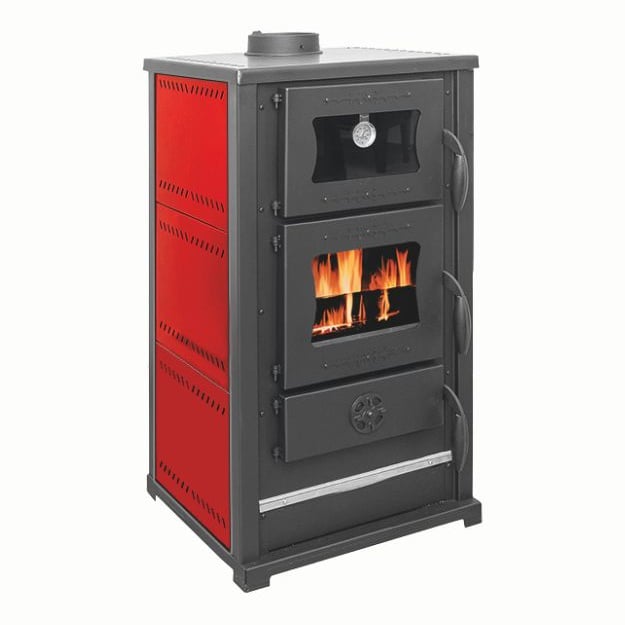 Soba pe lemn Termax Bucovina, 12.2 kW, cuptor incorporat, randament 84.17%, 80 m², Rosu