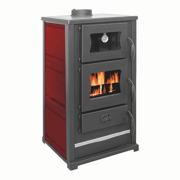 Soba pe lemn Termax Bucovina, 12.2 kW, cuptor incorporat, randament 84.17%, 80 m², Bordo