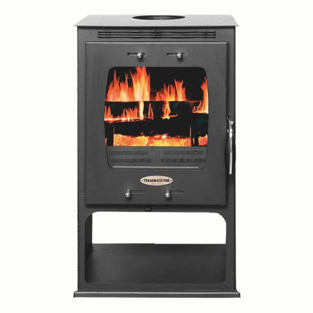 Soba pe lemn Termax Elan, 9.47 kW, randament 84.32%, 60 m², spatiu depozitare lemne, Antracit