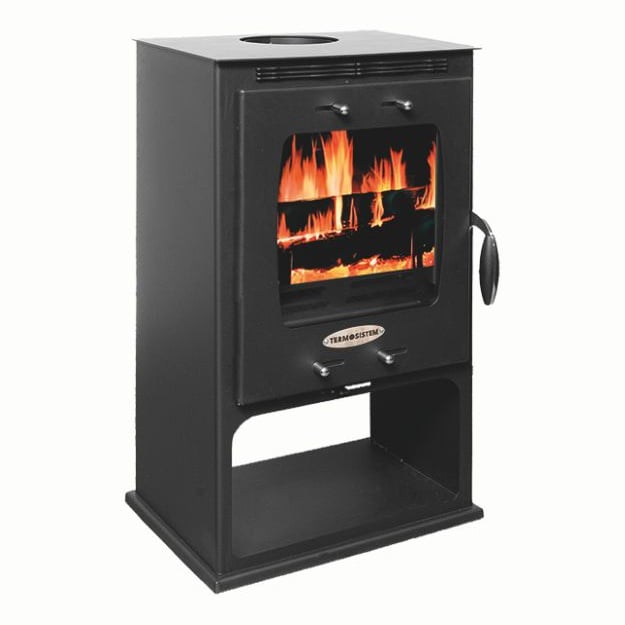 Soba pe lemn Termax Elan, 9.47 kW, randament 84.32%, 60 m², spatiu depozitare lemne, Negru