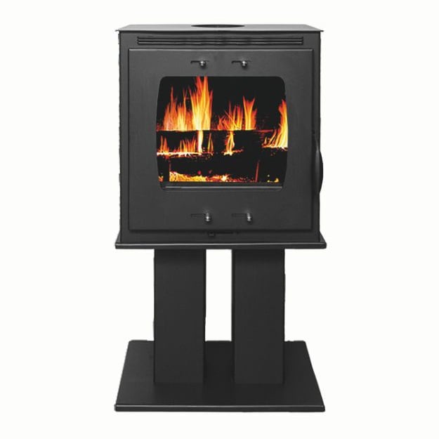 Soba pe lemn Termax Luxora cu picior, 12.2 kW, randament 84.17%, 80 m², Negru