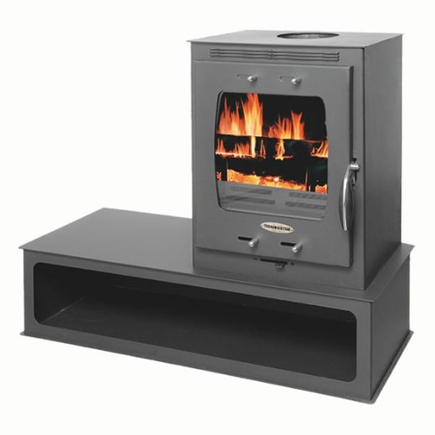 Soba pe lemn Termax Mina, 9.47 kW, randament 84.32%, 60 m², spatiu depozitare lemne, Antracit
