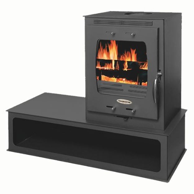 Soba pe lemn Termax Mina, 9.47 kW, randament 84.32%, 60 m², spatiu depozitare lemne, Negru