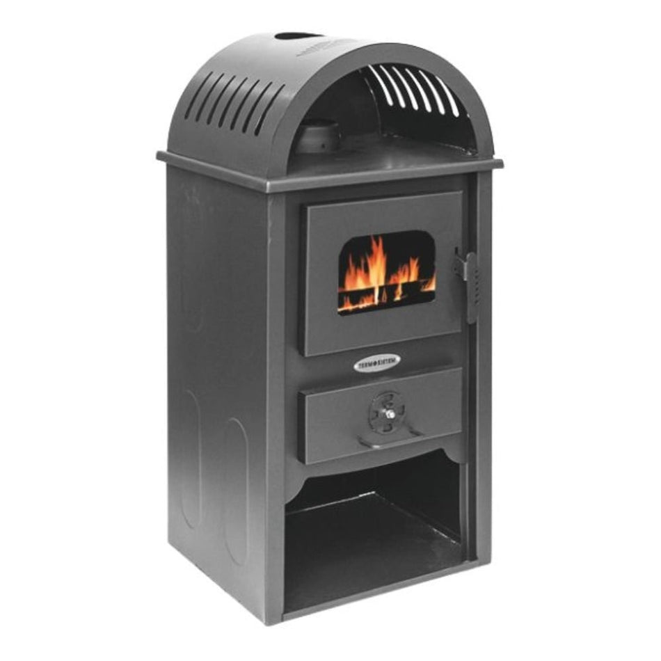 Soba pe lemn Termax Toader, 7.02 kW, randament 85.74%, 45 m², spatiu depozitare lemne, Antracit